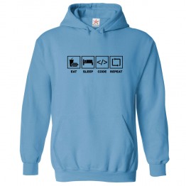 Eat Sleep Code Repeat Kids and Adults Hoodie for Coders Software Developers for Boys and Girls
